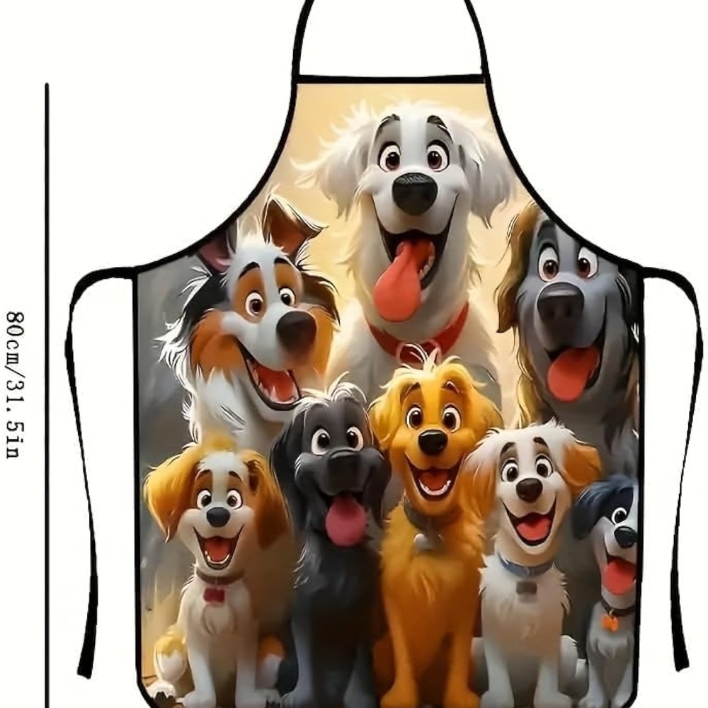 Dog Lovers Apron with Colorful Cartoon Design - Picture 2 of 3